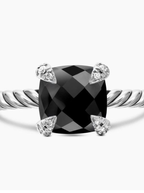 David Yurman Jewelry - David Yurman Black Cushion Onyx Ring with Twisted Silver Band
